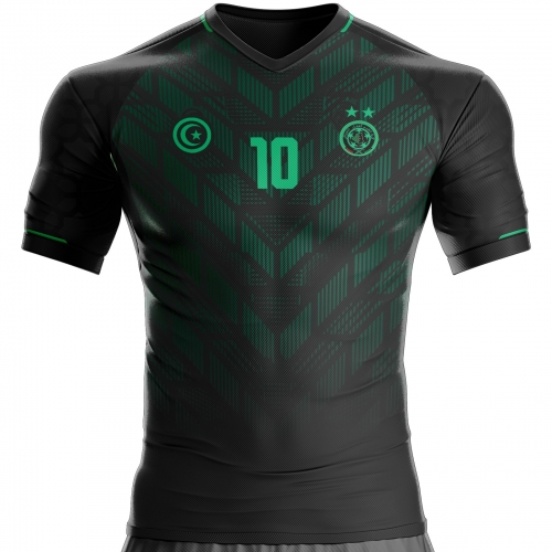 Algeria black football jersey GQS-01 to support unitif.com