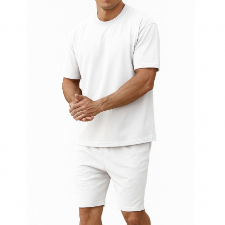 طقم تي شيرت وشورت أبيض TS-03 unitif.com