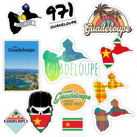 Lot d'autocollants Guadeloupe football unitif.com