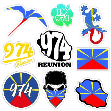 Lot d'autocollants Ile de la Reunion football unitif.com