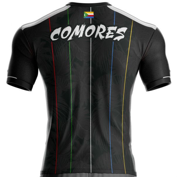 Maglia da calcio nera delle Comore FG-75 a supporto unitif.com
