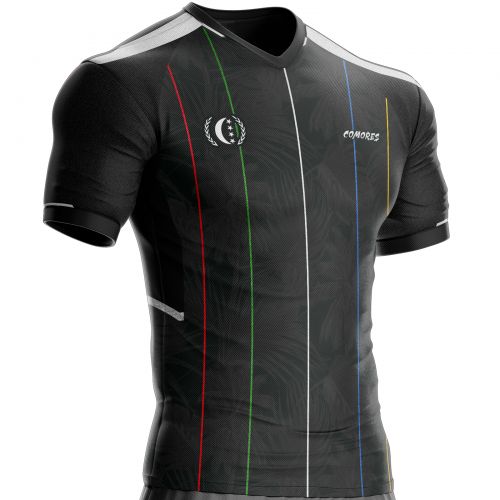 Comoros black football shirt FG-75 to support unitif.com