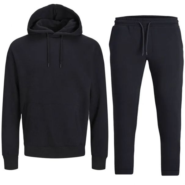 Black hooded tracksuit with straight pants unitif.com