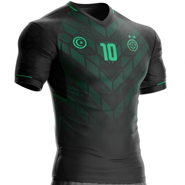 Algeria black football jersey GQS-01 to support unitif.com
