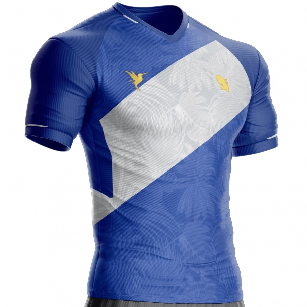 Camiseta de fútbol azul Martinica 972 para apoyar unitif.com